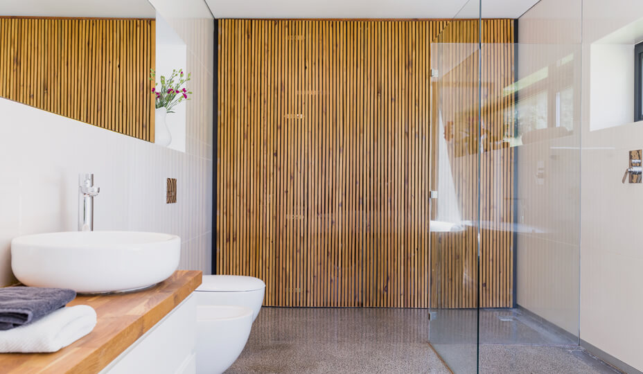 contemporary-bathroom-with-wood-accent-wall