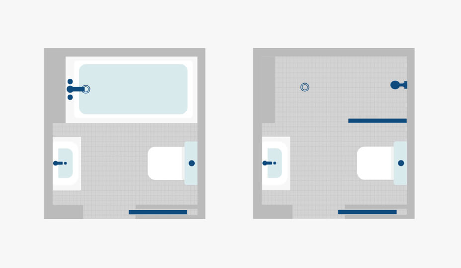 two small bathroom layout plans