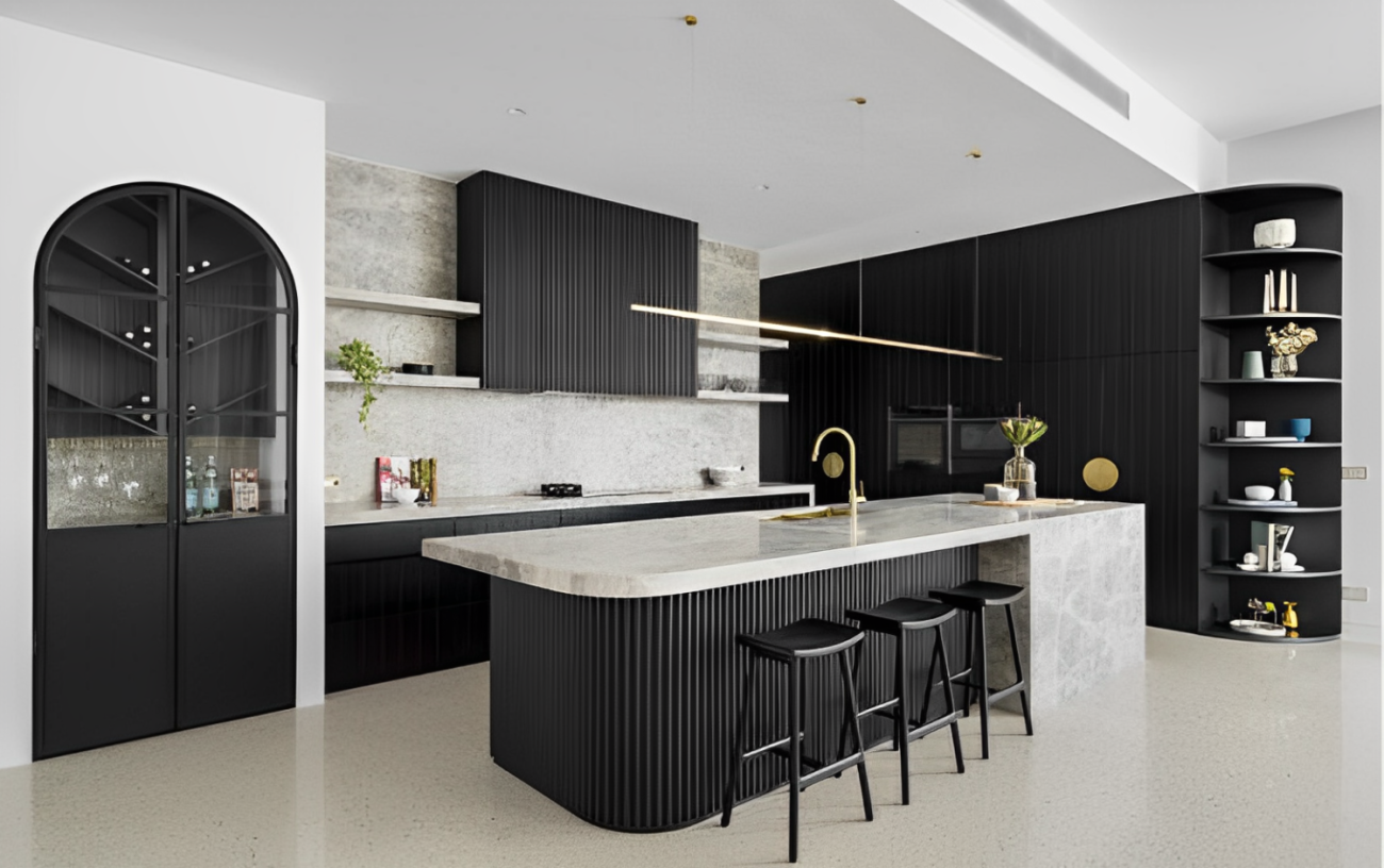 modern unique with black cabinets
