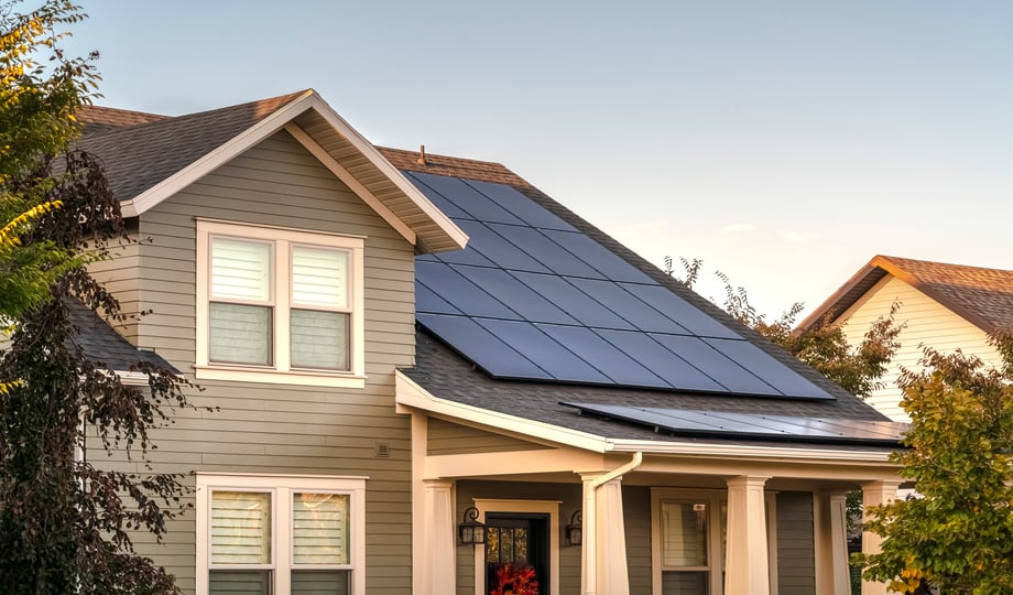 eco-friendly net zero house with solar panels 