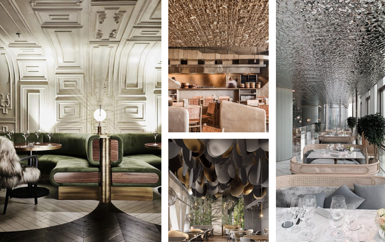 ceiling textured decorations in fancy restaurants
