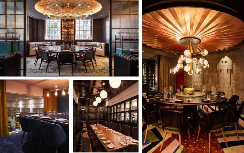 salle à manger privée avec table circulaire dans restaurants luxueux