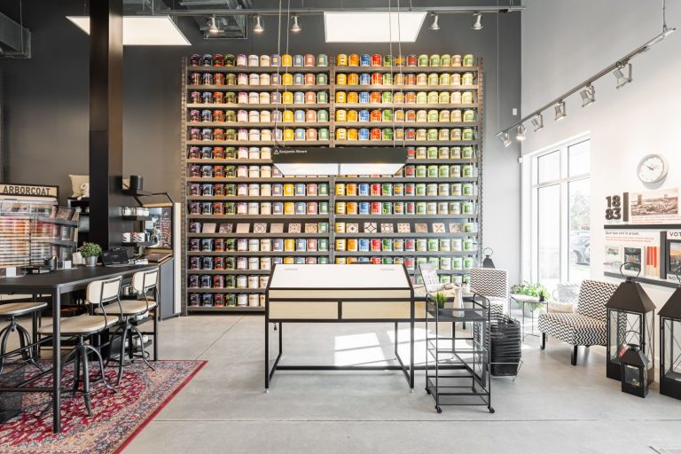 Store renovation with industrial design and display shelves