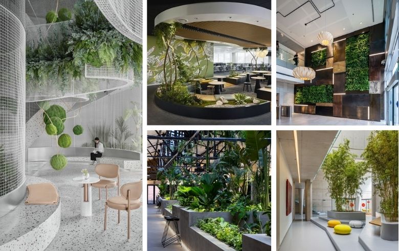 bureaux commerciaux modernes avec plantes
