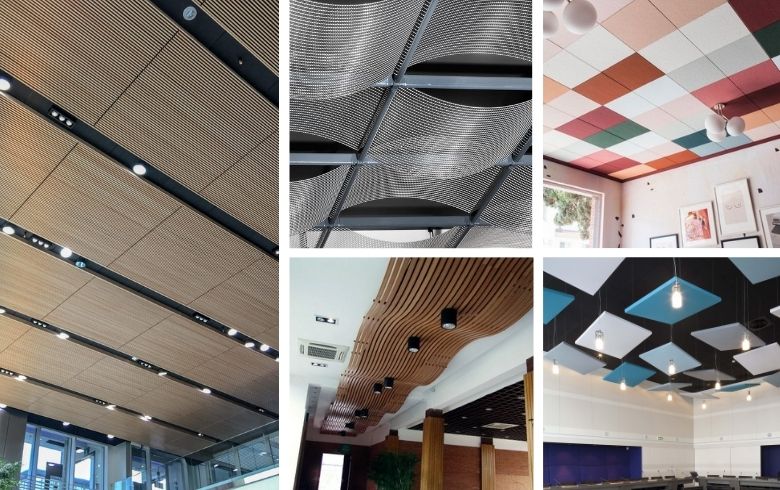 plafonds colorés et tendances suspendus pour des sous-sol modernes