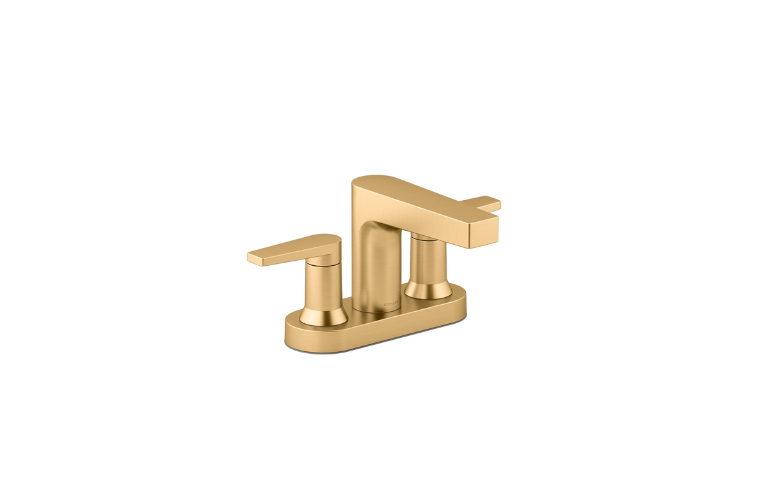 Gold central three-hole bathroom faucet