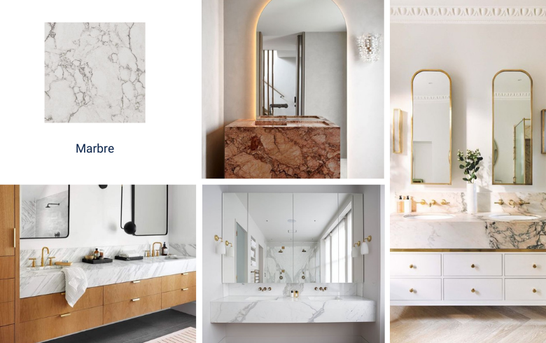 Vanités de salle de bain avec comptoirs de marbre