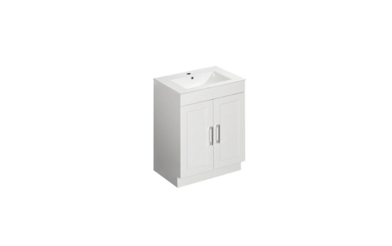 white vanity cabinet for a classic bathroom