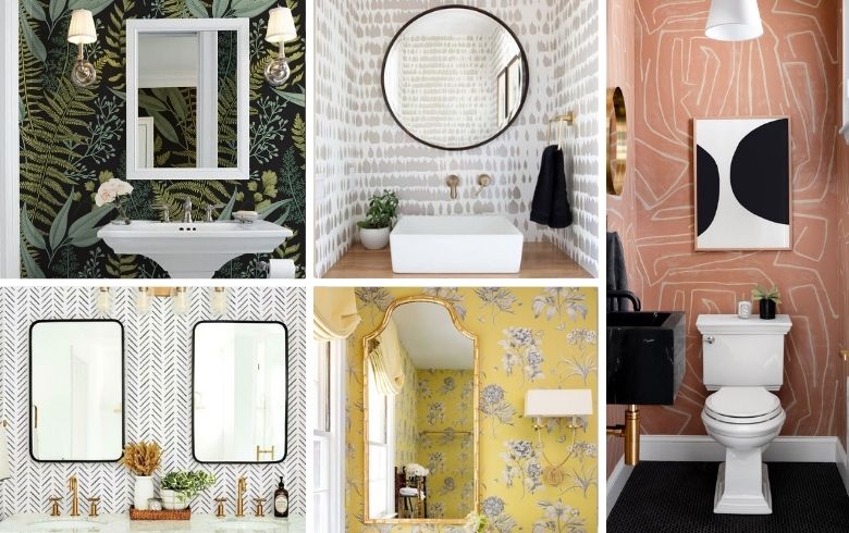 abstract wallpaper in bathroom designs