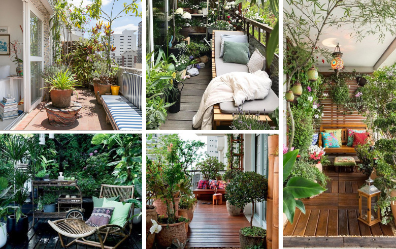 balcony designs with lush plants surrounded by nature
