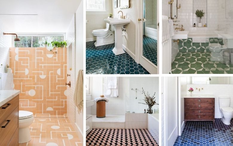 interesting and unique bathroom floors with patterns