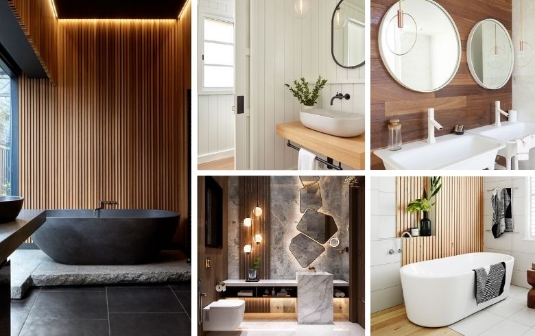 modern bathroom decor with wood