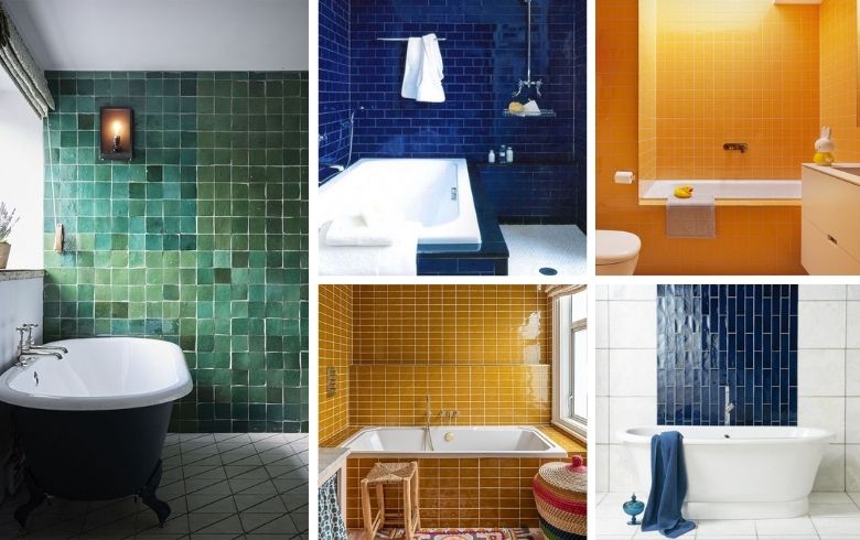 salle de bain designs intéressants avec dosseret de carreaux