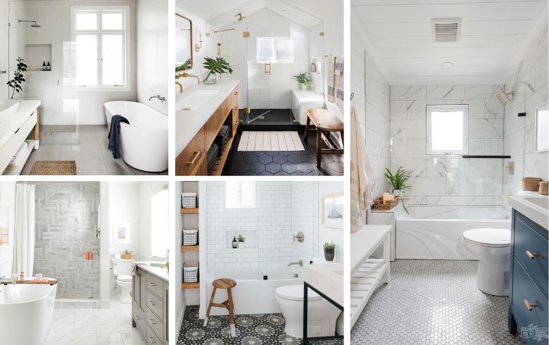 full bathrooms with bath shower sink toilet decorated in white tones