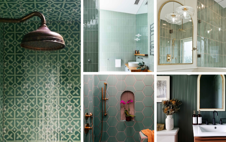 green accent colour for luxury bathrooms