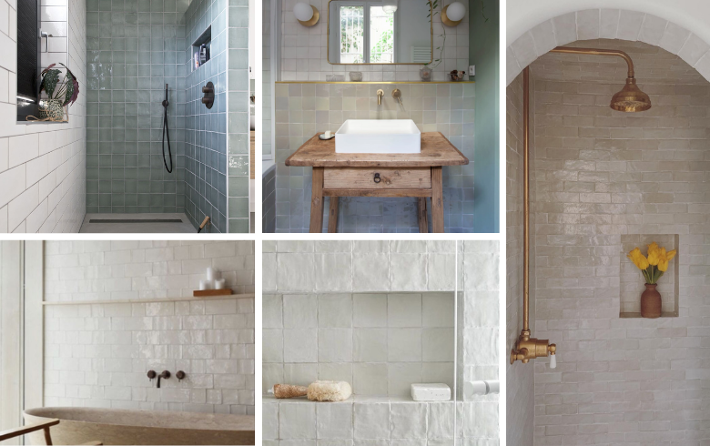 sleek accent walls with zelligue tiles for luxury bathroom