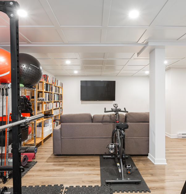 Basement remodel with home gym