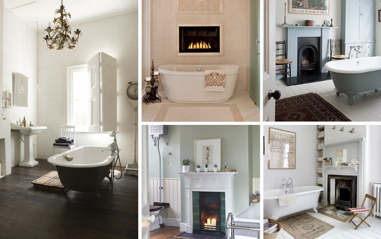 classic fireplace in luxury bathrooms