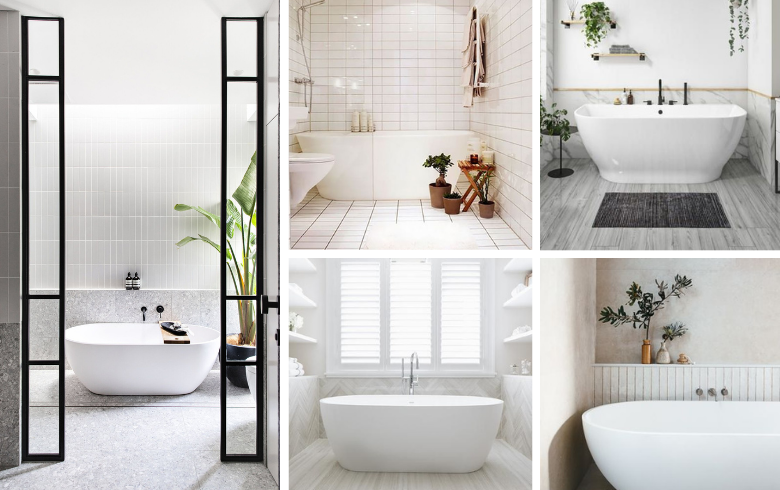 classic white freestanding bath in luxurious bathrooms
