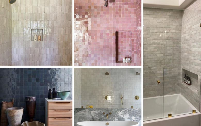 colorful shower backsplash zelligue tiles for bathroom