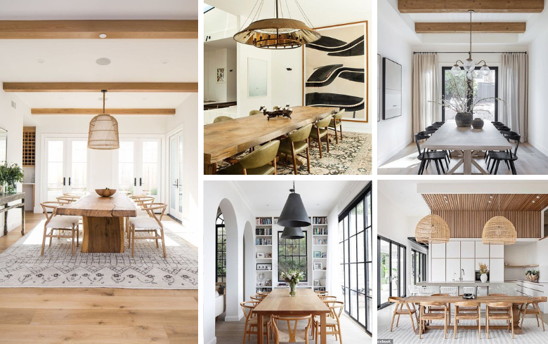 House extension collage featuring large dining rooms and stylish pendants