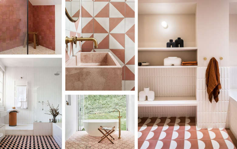 Bathroom with original floor geometrical tiles