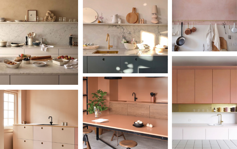 kitchen with peach paint wall