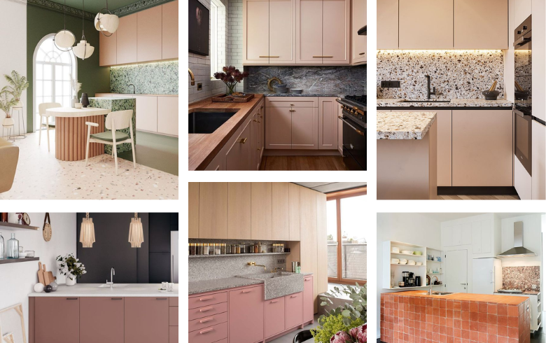 spacious kitchen peach palette cabinet