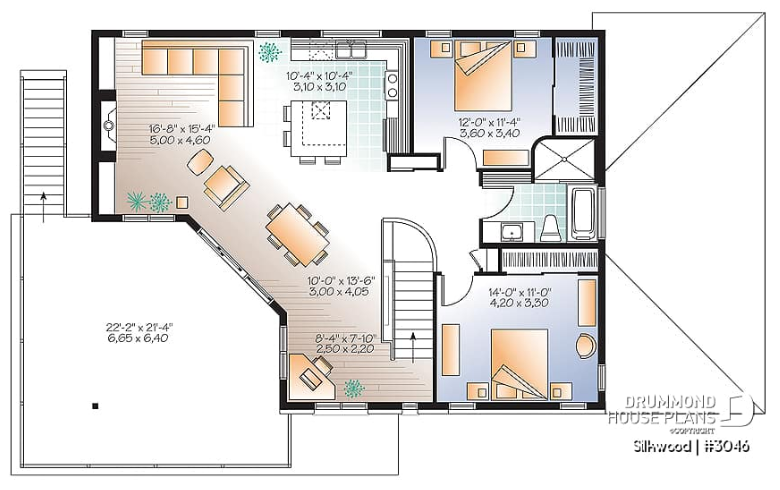 First floor floor plan of a multigenerational home with garage