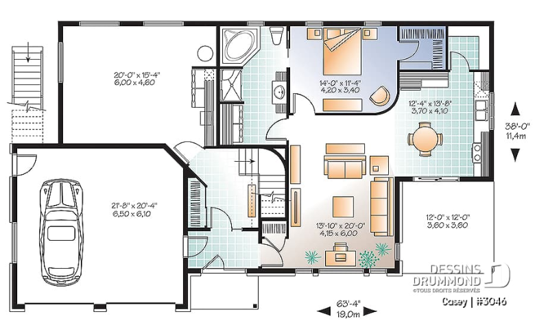 plan du premier étage de maison intergénérations avec garage