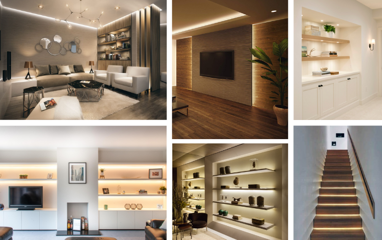 architectural lighting for shelving decoration