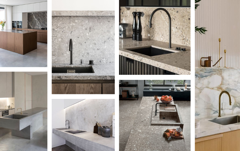 spacious cement monolithic kitchen