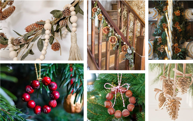 natural holiday tree decorations