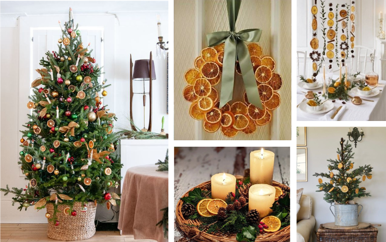 décorations de Noël naturelles à base d'oranges séchées