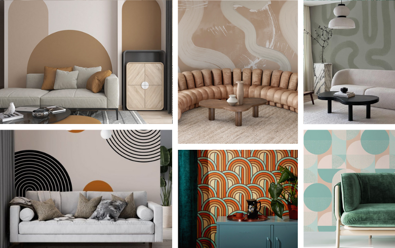 wallpaper with neutral tones and circular shapes