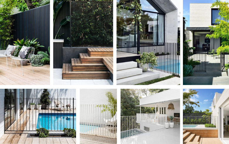 This year's home trends feature round black metal pool fence