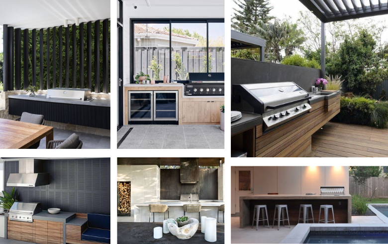 modern outdoor kitchens with barbecue