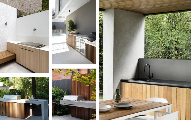 modern wooden outdoor kitchens