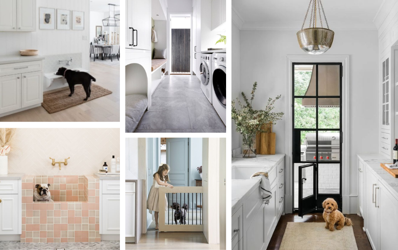 This interior design trend focuses on dog-friendly homes with shower stations and wall niches with food bowls and pet beds