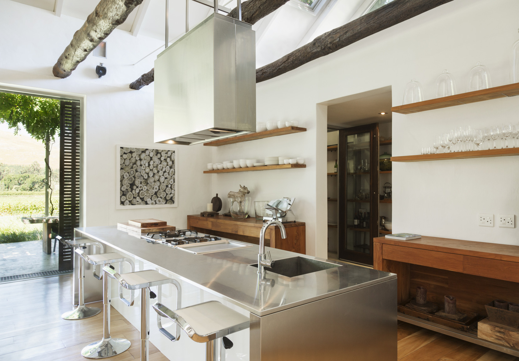 Luxurious kitchen with metallic finishes